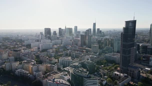 Warsaw City Panorama Aerial View Cityscape Modern Skyscrapers Warsaw Poland — Stockvideo