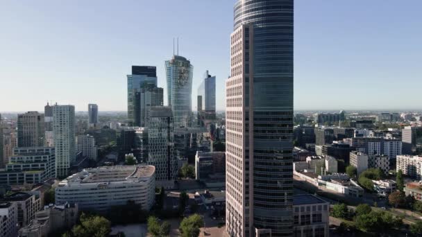 Warsaw City Panorama Aerial View Cityscape Modern Skyscrapers Warsaw Poland — Stock Video