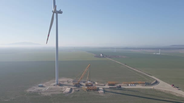 Instalación Turbina Eólica Fabricada Por Vestas Wind Systems Obra Construcción — Vídeos de Stock