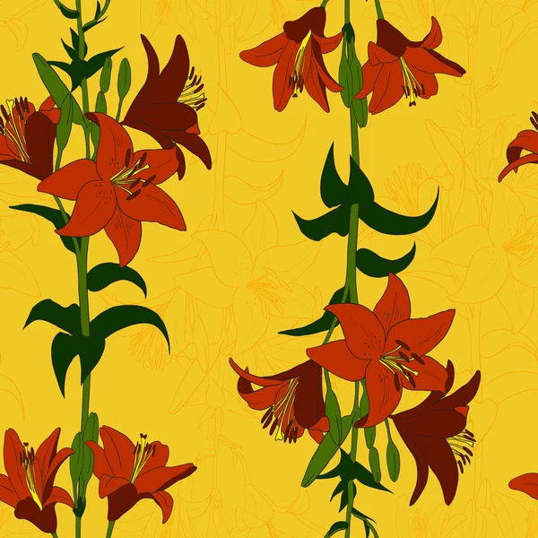 Seamless pattern with lilies — Stock Vector