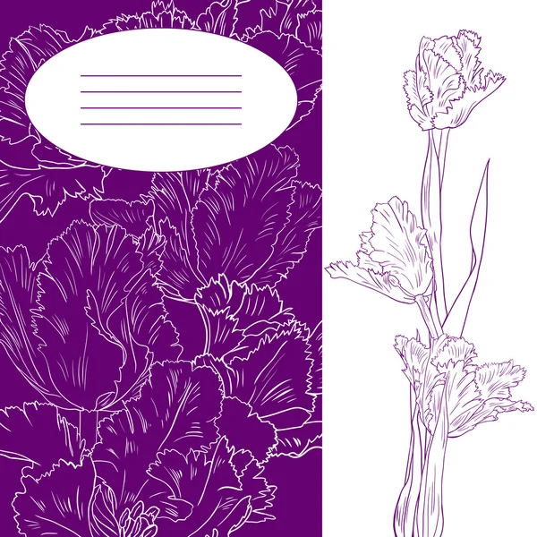 Floral kaart met tulpen — Stockvector