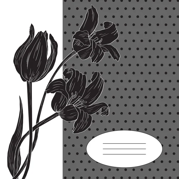 Tarjeta floral con tulipanes — Vector de stock