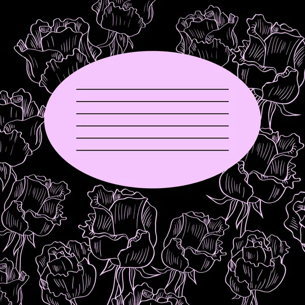 Carte florale avec roses — Image vectorielle