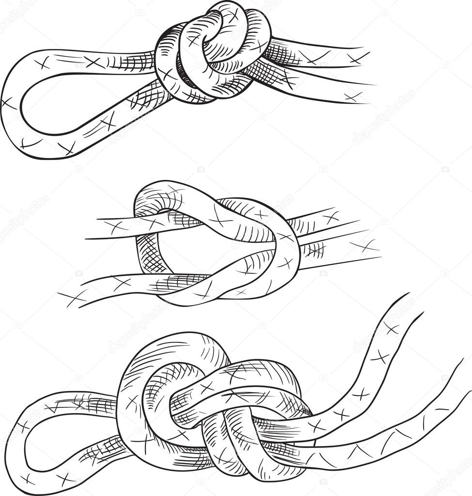 Linear drawing of knots, vector illustration