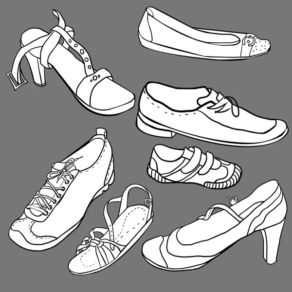 Uppsättning skor — Stock vektor