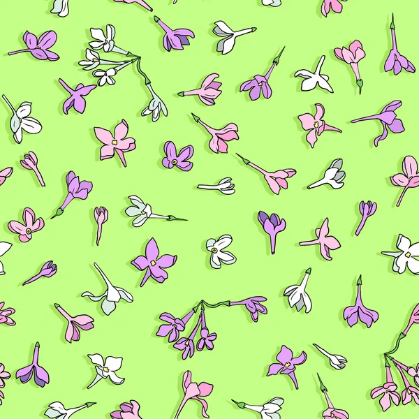 Vector seamless pattern with lilac flowers — Stock Vector