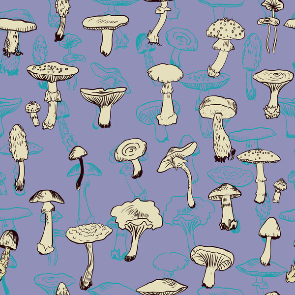 Seamless pattern with mushrooms