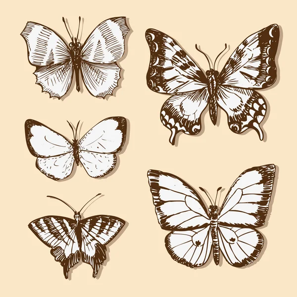 Conjunto de mariposas vintage — Vector de stock