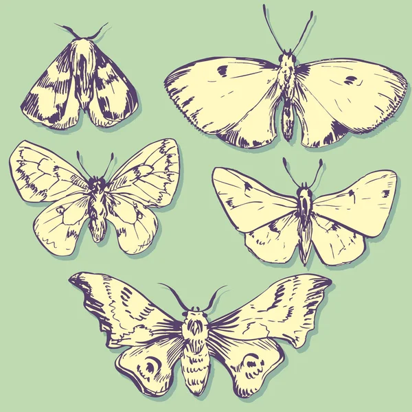 Set de fluturi de epocă — Vector de stoc