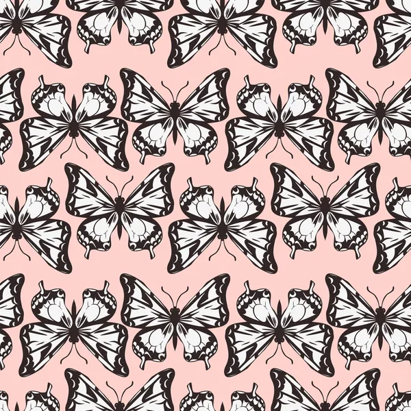 Motif sans couture de papillons — Image vectorielle