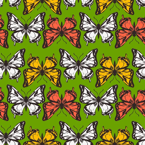 Motif sans couture de papillons — Image vectorielle