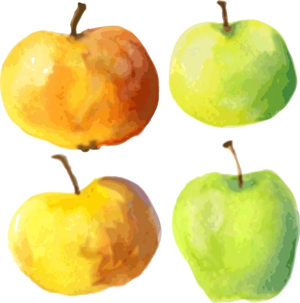 Conjunto de manzanas acuarela — Vector de stock