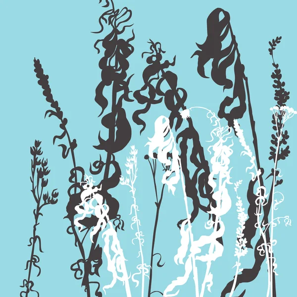 Ligne monochrome dessin herbes — Image vectorielle