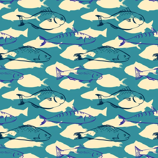 Naadloze patroon van vissen — Stockvector