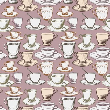 çay bardaklarından ile sorunsuz vektör desen