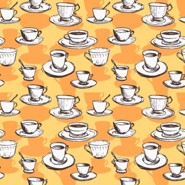 çay bardaklarından ile sorunsuz vektör desen