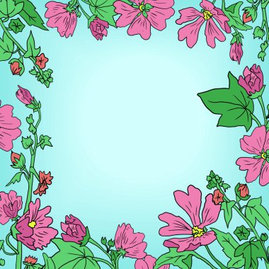 mallow çiçekli çerçeve çiçek