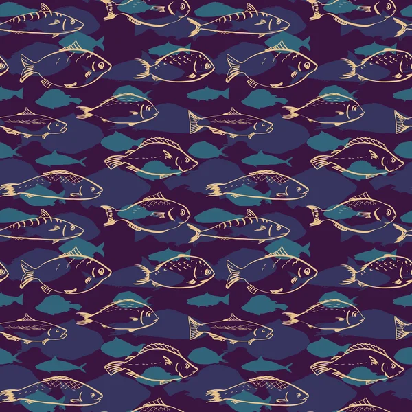 Modèle sans couture des poissons — Image vectorielle