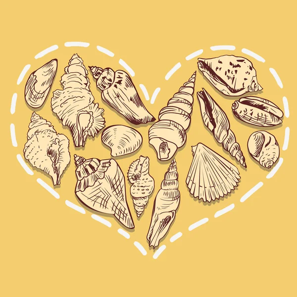 Coeur de coquilles — Image vectorielle