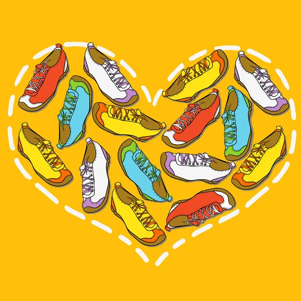 Coeur de chaussures — Image vectorielle