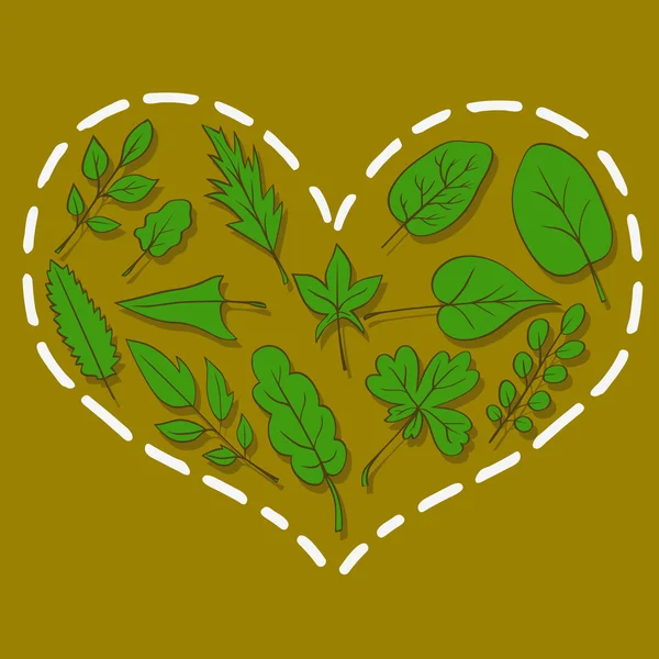 Сердце из листьев — стоковый вектор