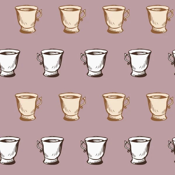 Бесшовный векторный рисунок с чашками — стоковый вектор
