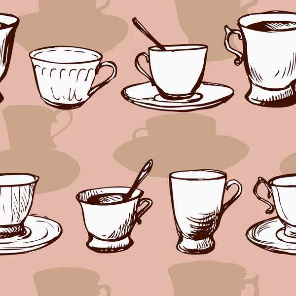 Modèle vectoriel sans couture avec des tasses — Image vectorielle