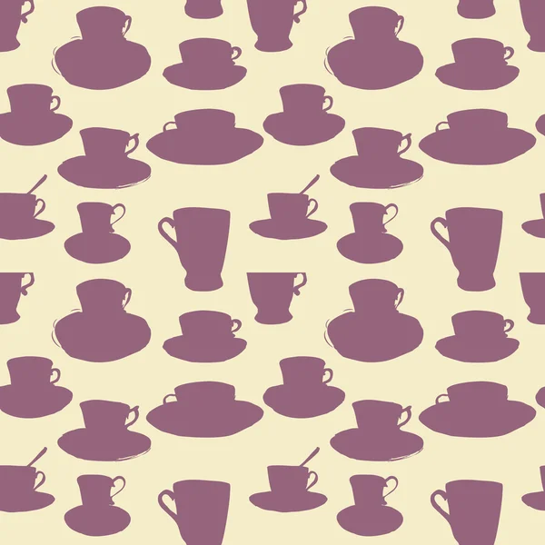 Seamless vector pattern with teacups — Stock Vector