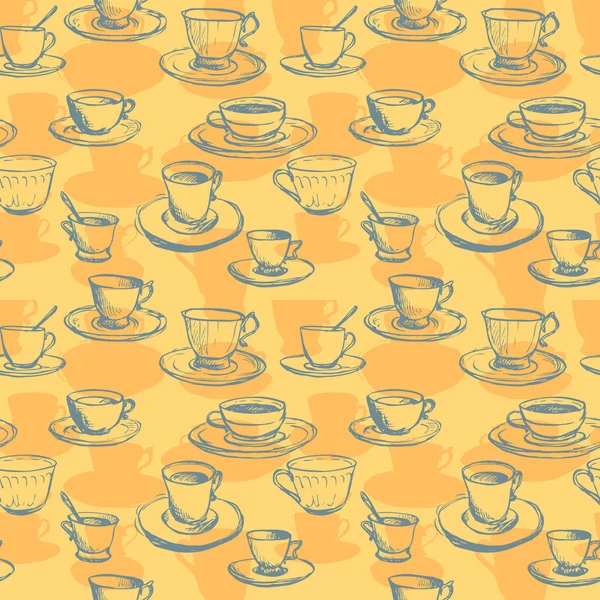 Seamless vector pattern with teacups — Stock Vector