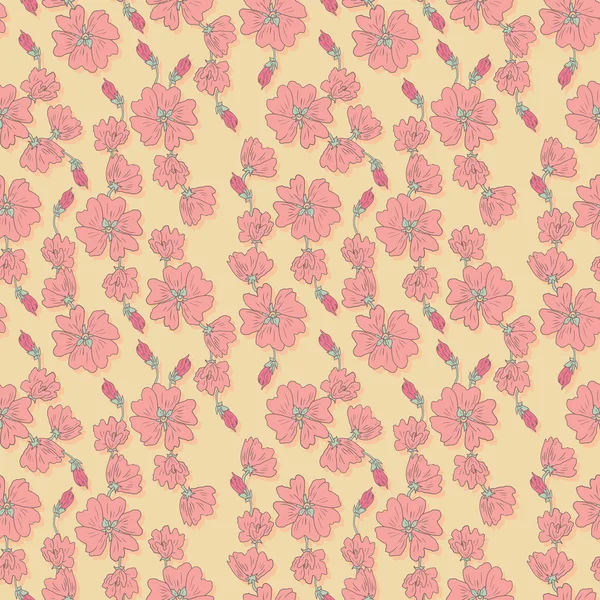 Modèle vectoriel sans couture avec des fleurs de mauve — Image vectorielle