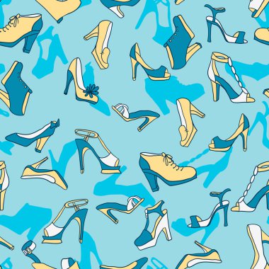 Seamless pattern with different women shoes clipart