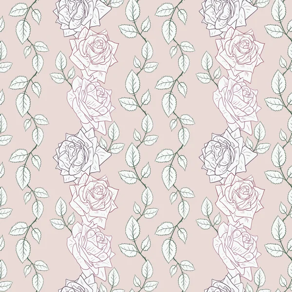 Motif sans couture avec des roses et des feuilles — Image vectorielle