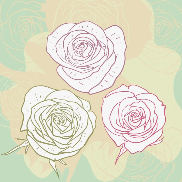 Floral kaart met rozen — Stockvector