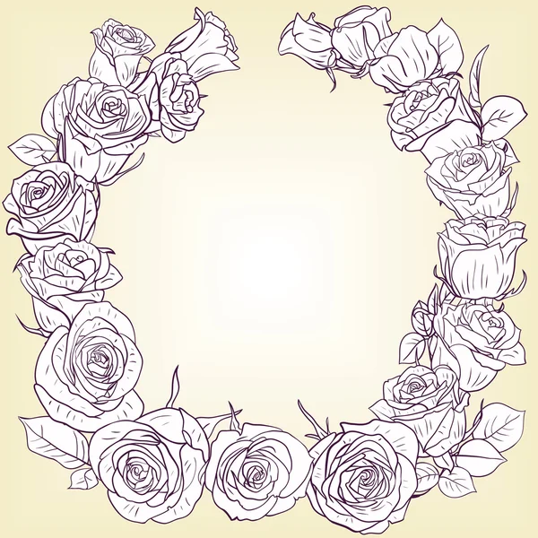 Cadre floral avec des roses — Image vectorielle