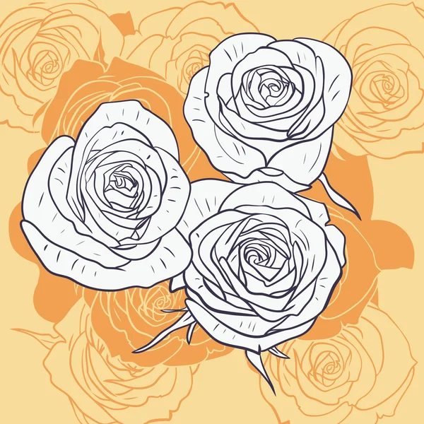 Cartão floral com rosas — Vetor de Stock