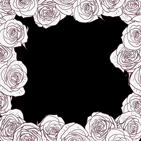 Marco floral con rosas — Vector de stock