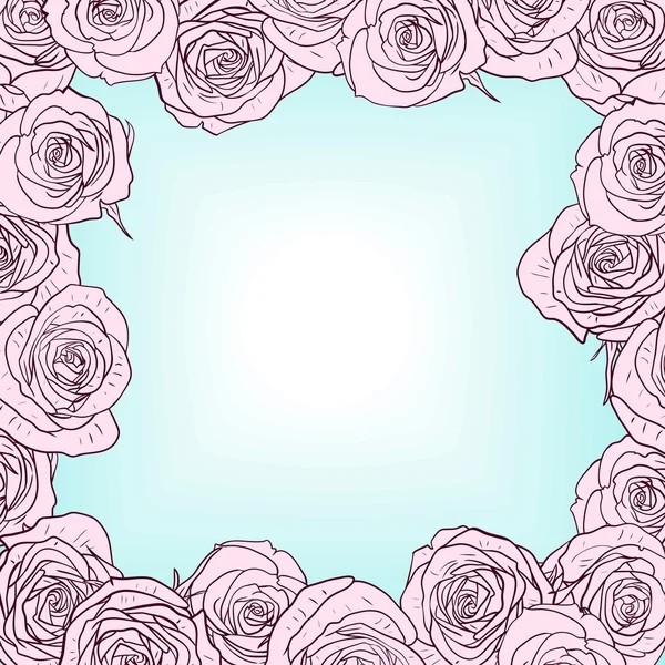 Floral πλαίσιο με τριαντάφυλλα — Διανυσματικό Αρχείο