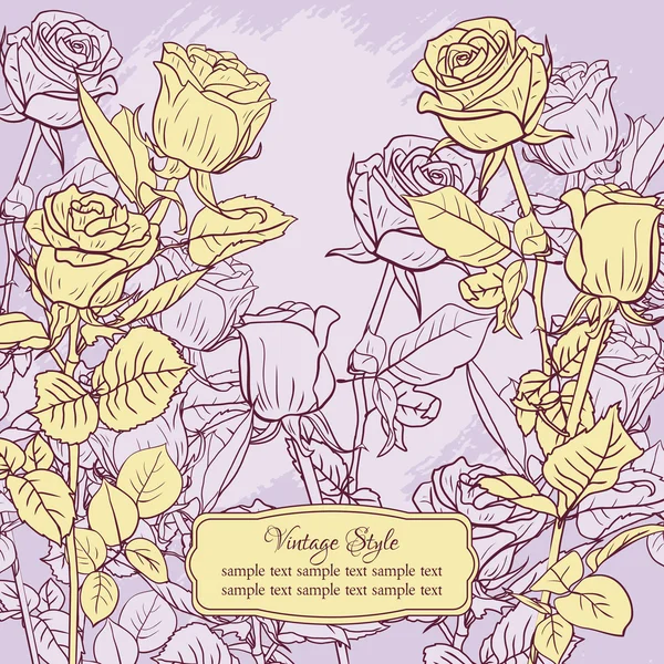 Blumenkarte mit Rosen — Stockvektor