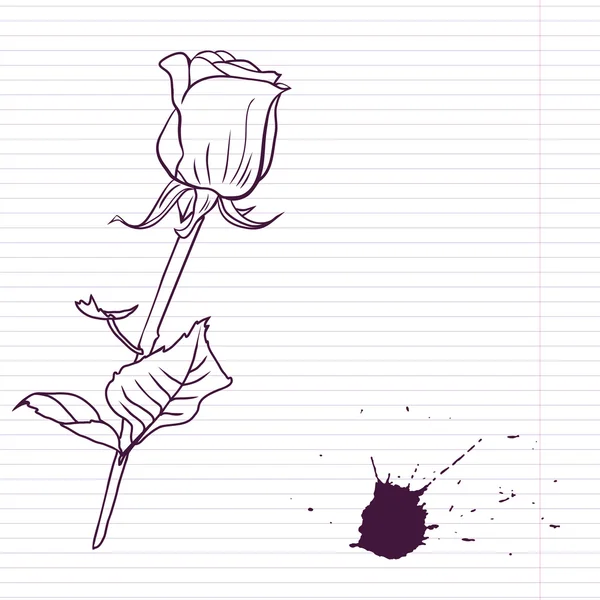 Inkt tekening rose — Stockvector