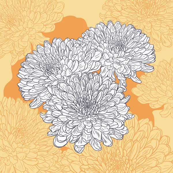 Tarjeta floral con crisantemo — Vector de stock