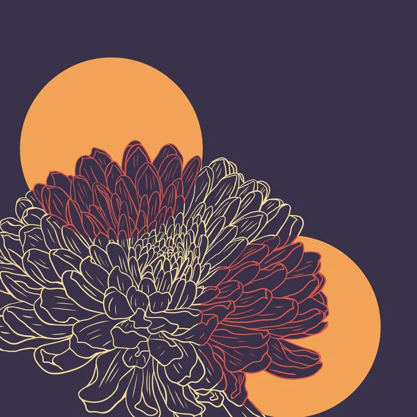 Tarjeta floral con crisantemo — Vector de stock