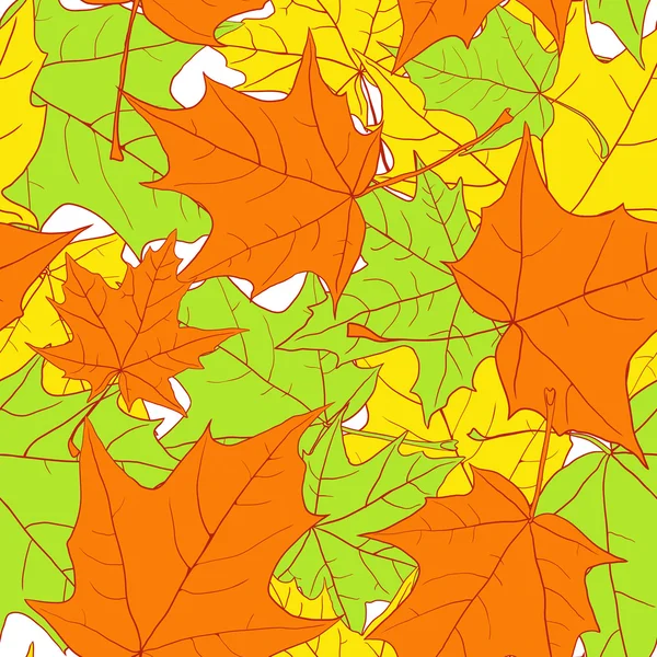 Seamless pattern with leaves of maple — Stock Vector