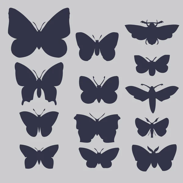 Ensemble de silhouettes de papillons — Image vectorielle