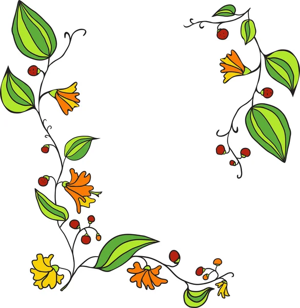 Eléments de conception avec dessin en ligne fleurs doodle — Image vectorielle