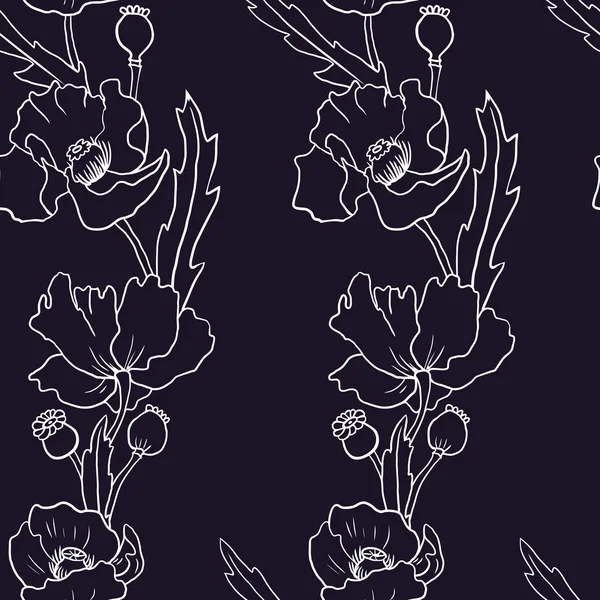 Modèle vectoriel sans couture avec des fleurs de pavot — Image vectorielle