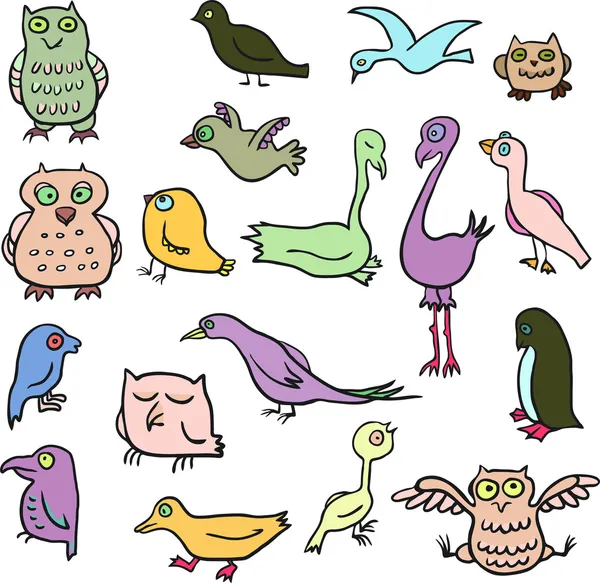 漫画の描画線の鳥 — ストックベクタ