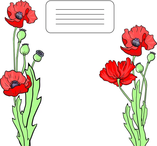 Card with poppy flowers