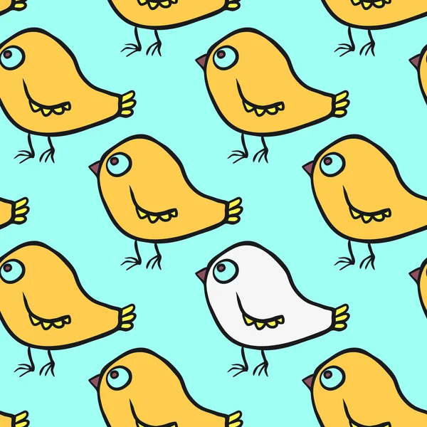 Seamless vector pattern with cartoon birds — Stock Vector