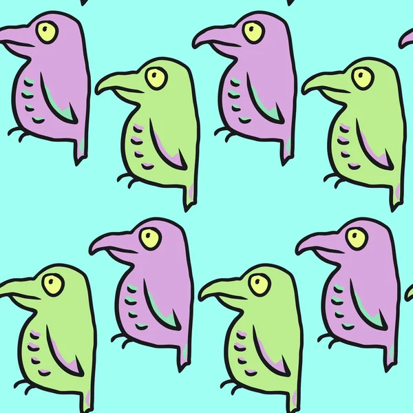 Naadloze vector patroon met cartoon vogels — Stockvector