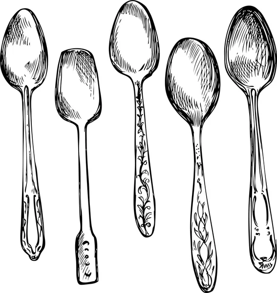 Set of different spoons — Stock Vector